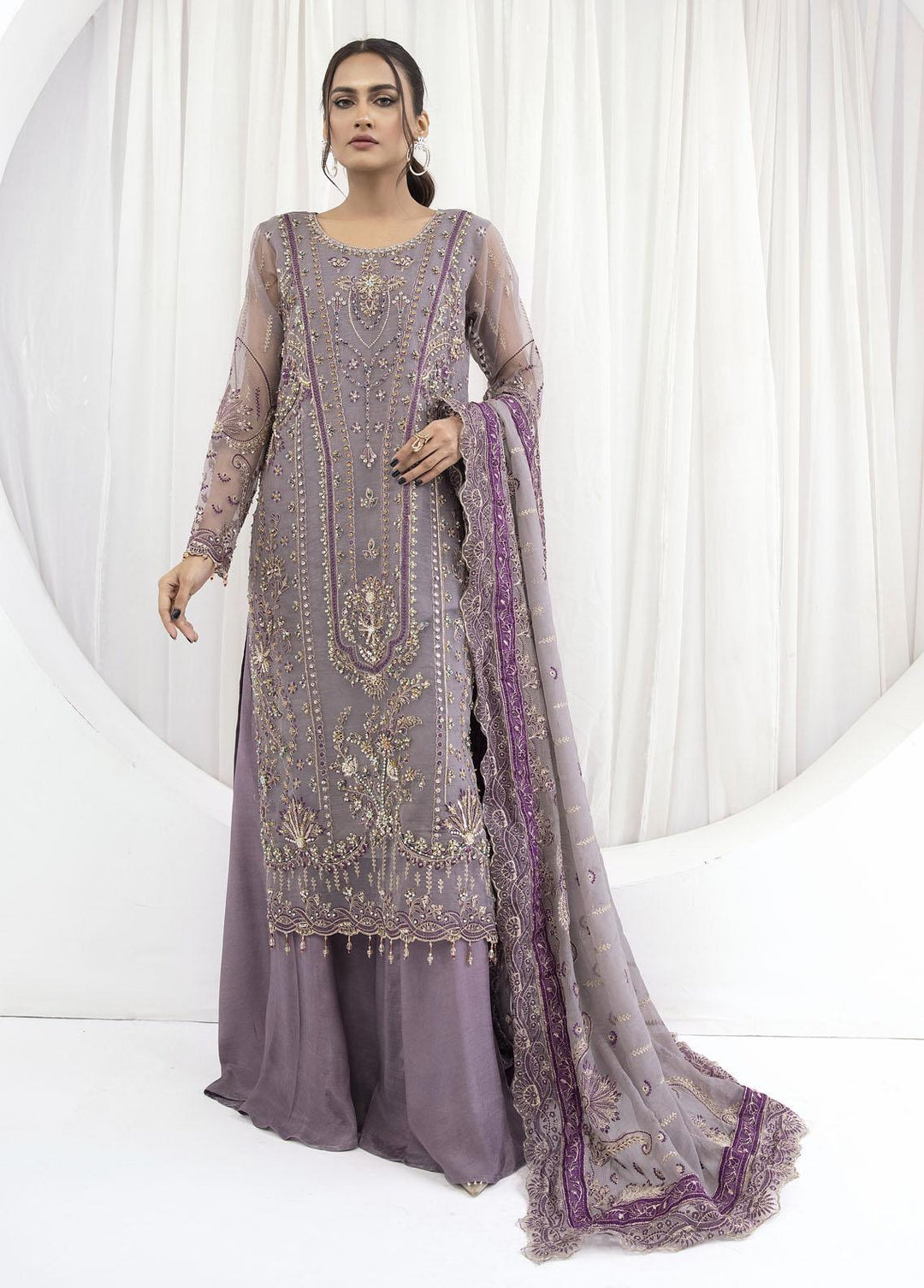 Emaan Adeel Embroidered Organza Suits Unstitched 3 Piece EA23OE AL-10 - Exclusive Collection