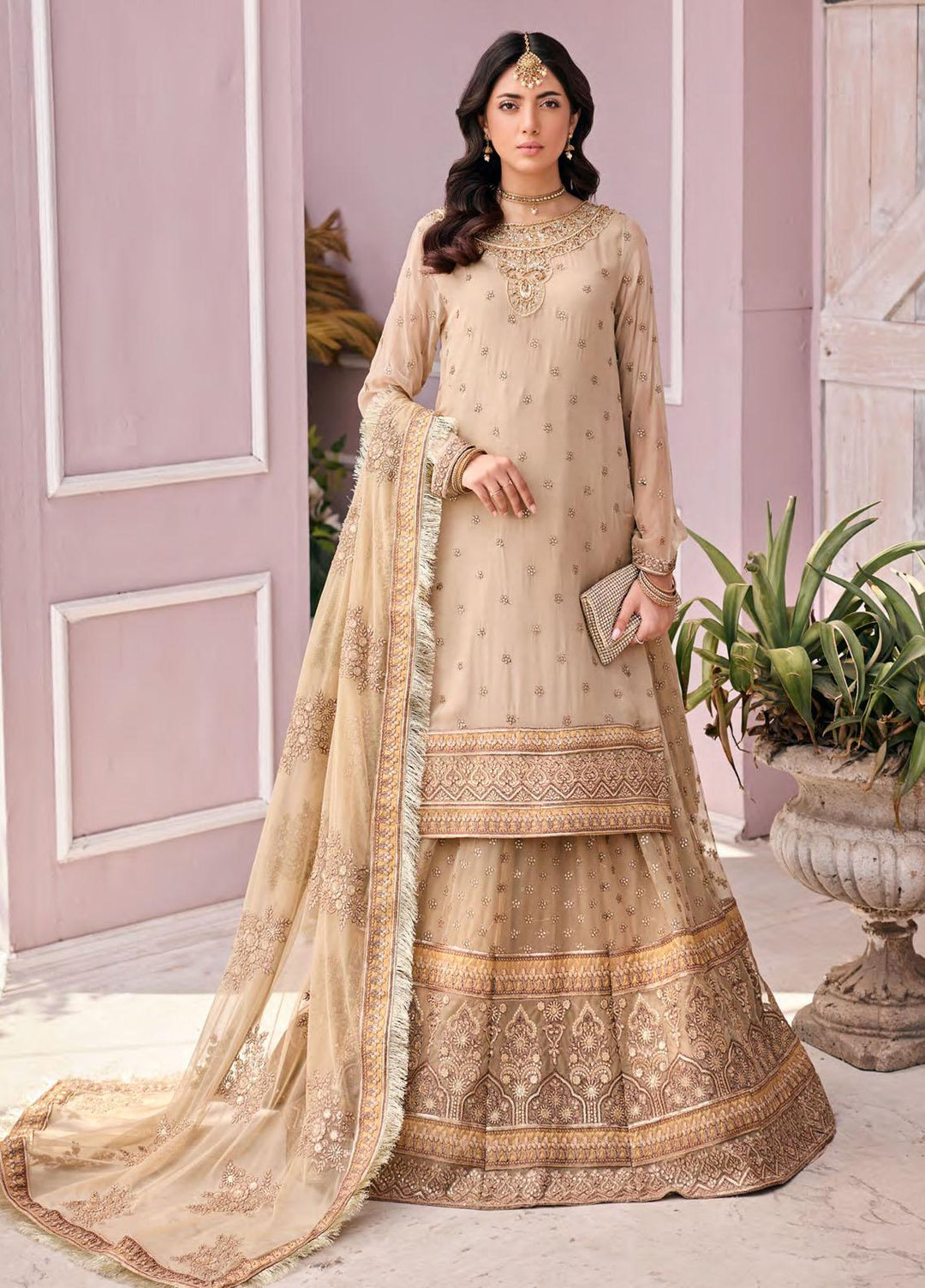 Emaan Adeel Embroidered Chiffon Suits Unstitched 3 Piece EA23FE FT-02 - Luxury Festive Collection