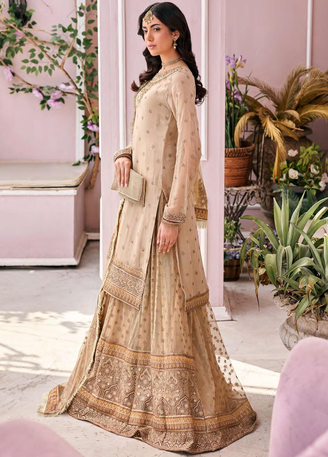 Emaan Adeel Embroidered Chiffon Suits Unstitched 3 Piece EA23FE FT-02 - Luxury Festive Collection