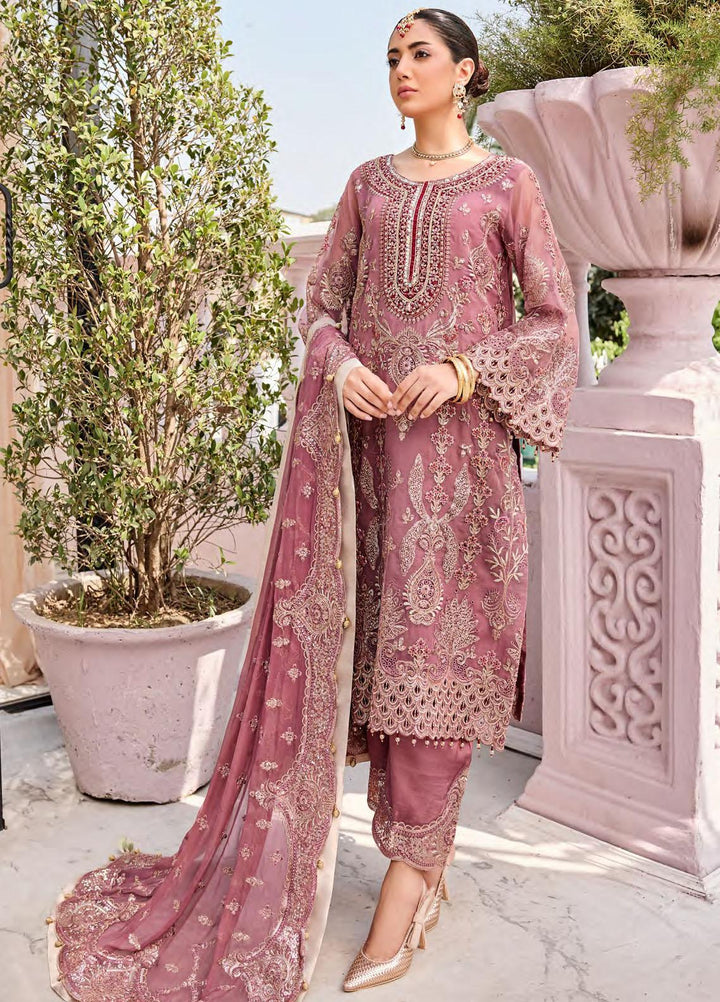 Emaan Adeel Embroidered Organza Suits Unstitched 3 Piece EA23FE FT-05 - Luxury Festive Collection
