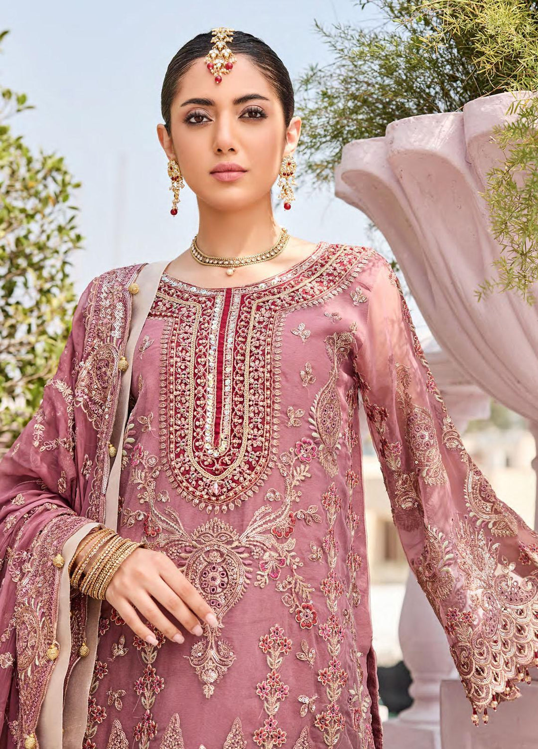 Emaan Adeel Embroidered Organza Suits Unstitched 3 Piece EA23FE FT-05 - Luxury Festive Collection