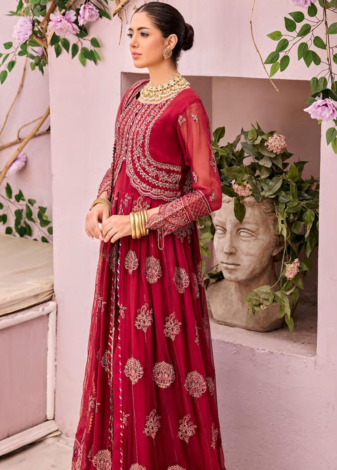 Emaan Adeel Embroidered Chiffon Suits Unstitched 3 Piece EA23FE FT-08 - Luxury Festive Collection