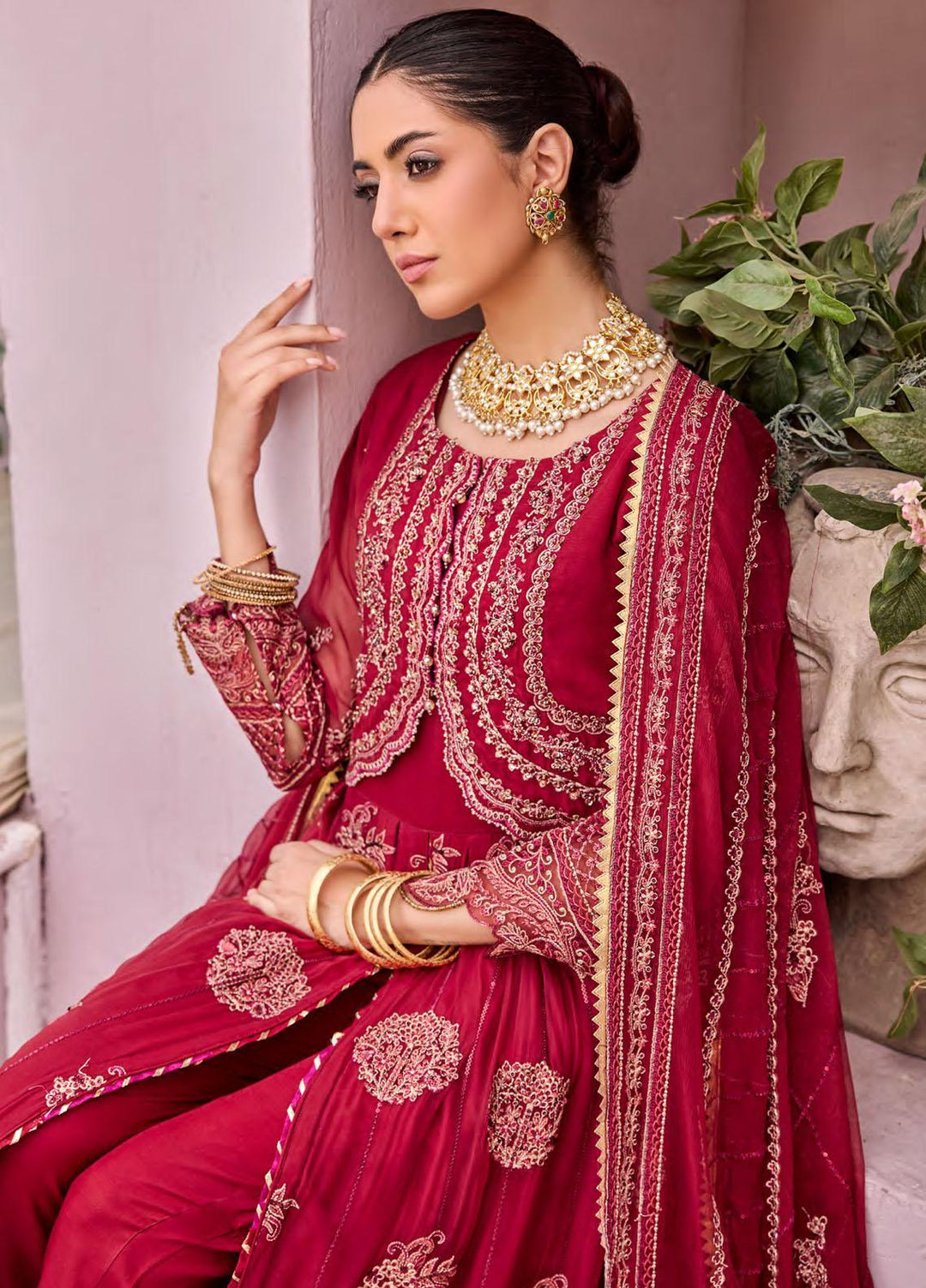 Emaan Adeel Embroidered Chiffon Suits Unstitched 3 Piece EA23FE FT-08 - Luxury Festive Collection