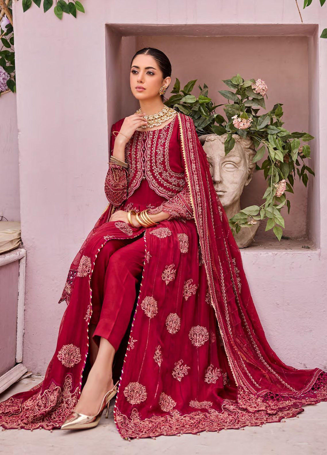 Emaan Adeel Embroidered Chiffon Suits Unstitched 3 Piece EA23FE FT-08 - Luxury Festive Collection