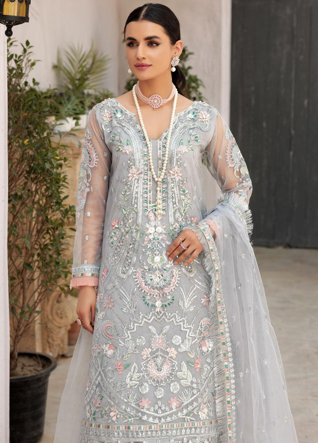 Value Edition By Emaan Adeel Net Embroidered Suits Unstitched 3 Piece EA22VE VE 02 - Luxury Collection