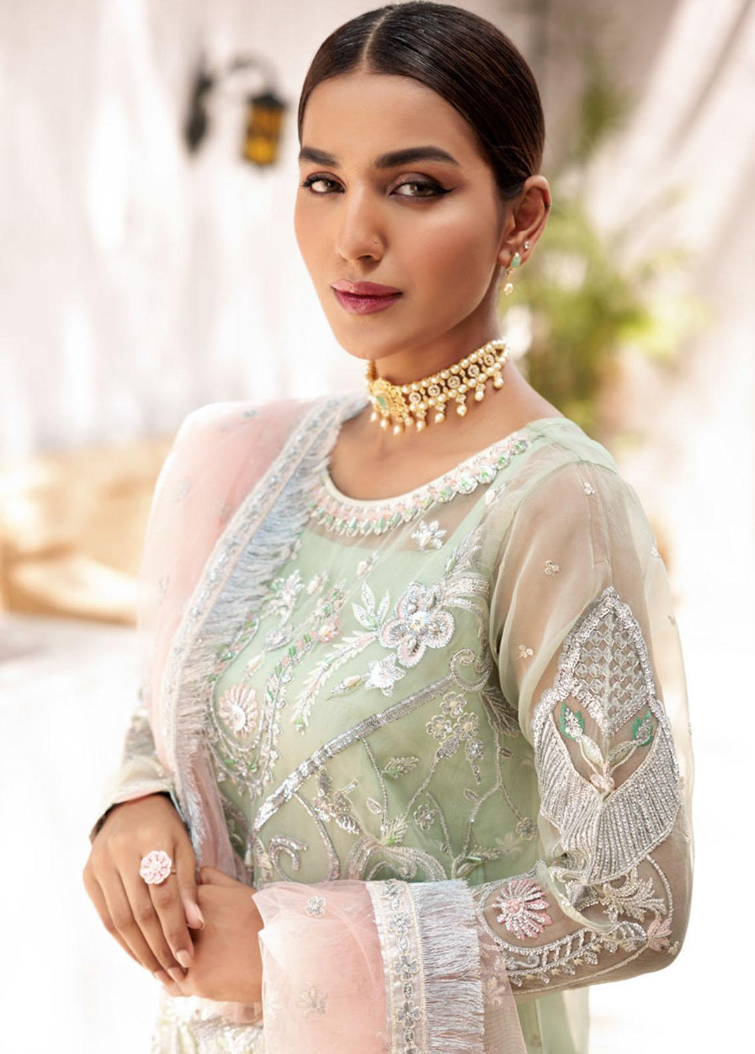 Value Edition By Emaan Adeel Organza Embroidered Suits Unstitched 3 Piece EA22VE VE 05 - Luxury Collection