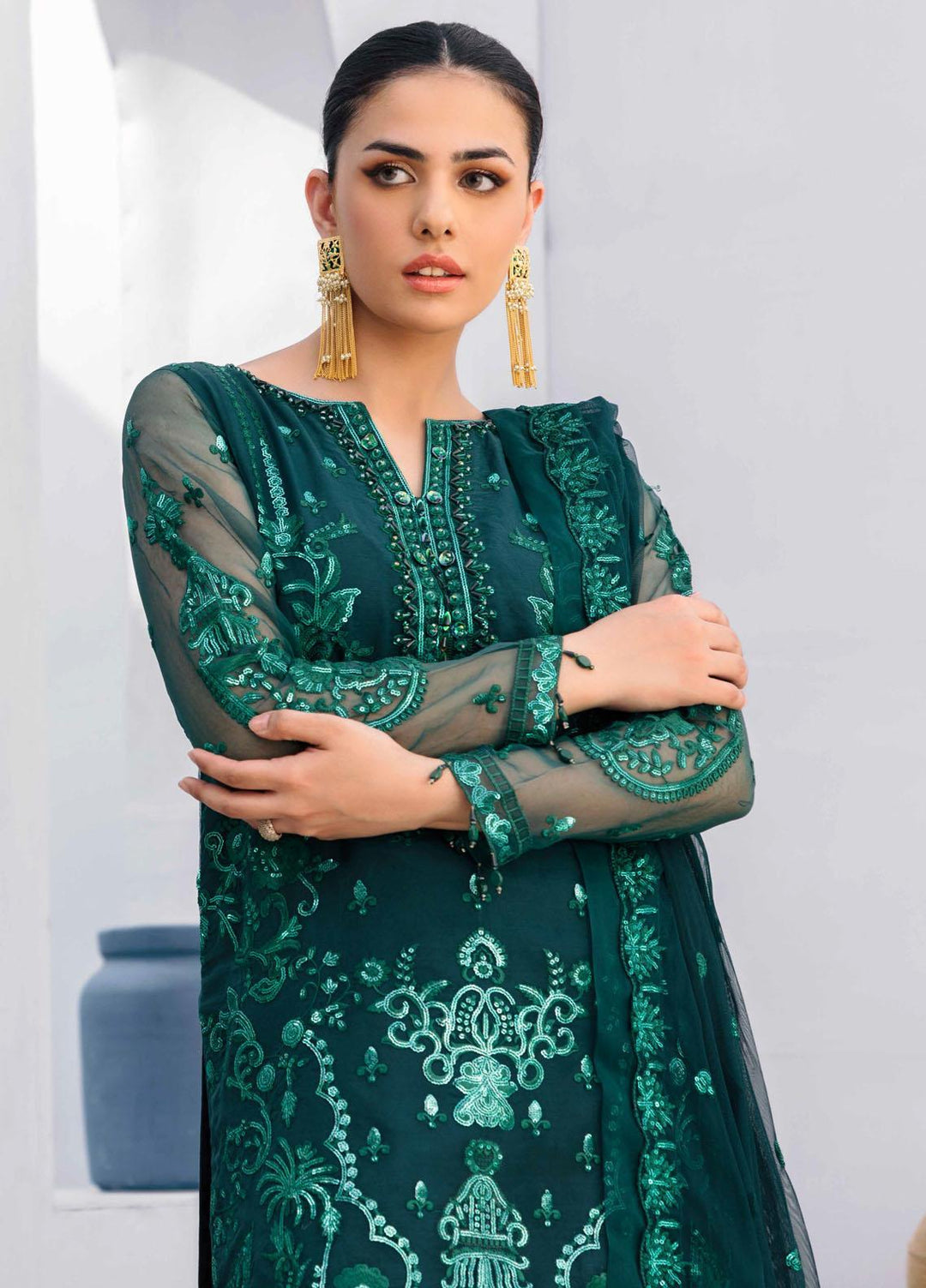 Value Edition By Emaan Adeel Embroidered Organza Suits Unstitched 3 Piece EA22VE-2 VE-205 - Luxury Collection