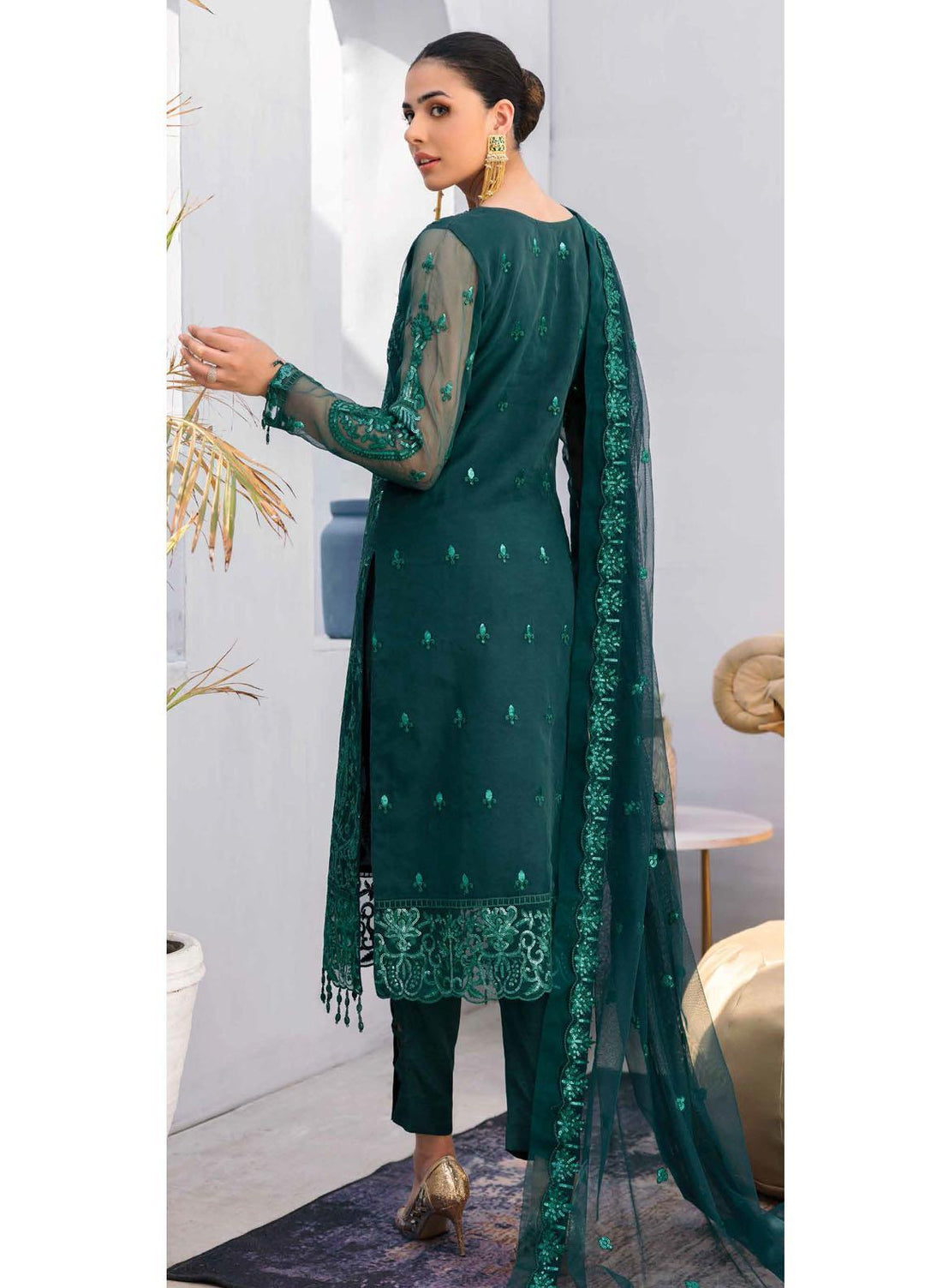 Value Edition By Emaan Adeel Embroidered Organza Suits Unstitched 3 Piece EA22VE-2 VE-205 - Luxury Collection