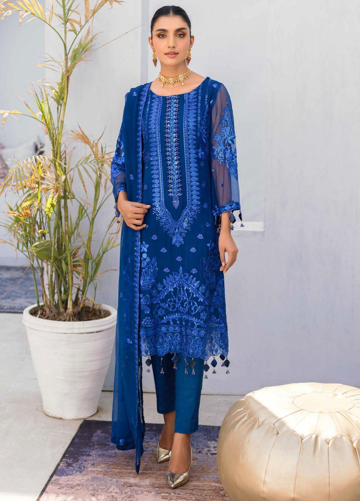 Value Edition By Emaan Adeel Embroidered Chiffon Suits Unstitched 3 Piece EA22VE-2 VE-206 - Luxury Collection