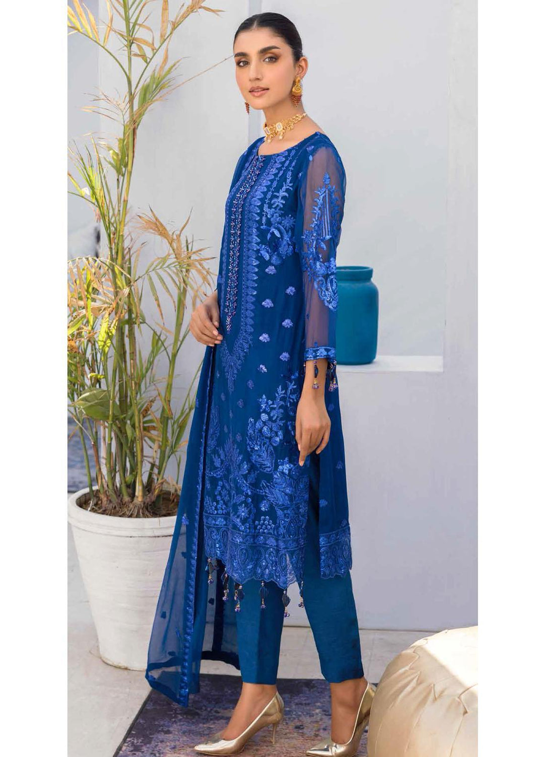 Value Edition By Emaan Adeel Embroidered Chiffon Suits Unstitched 3 Piece EA22VE-2 VE-206 - Luxury Collection