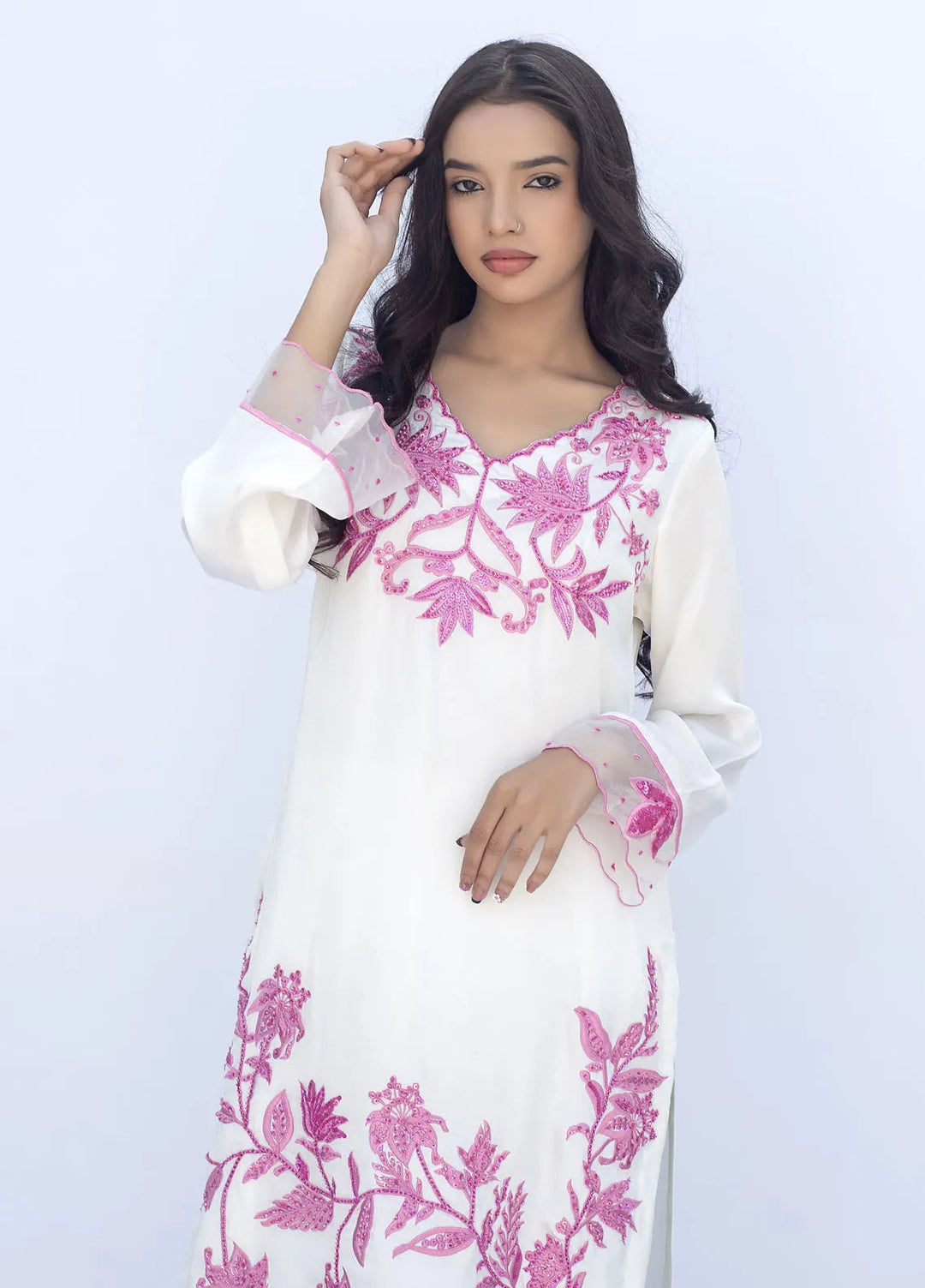 Eman Butt Pret Embriodered shamose silk 3 Piece Suit Elira
