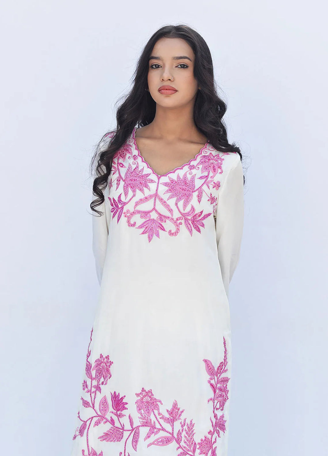 Eman Butt Pret Embriodered shamose silk 3 Piece Suit Elira