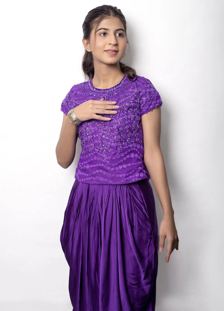 Eman Butt Pret Embriodered silk 2 Piece Suit Purple Sapphire