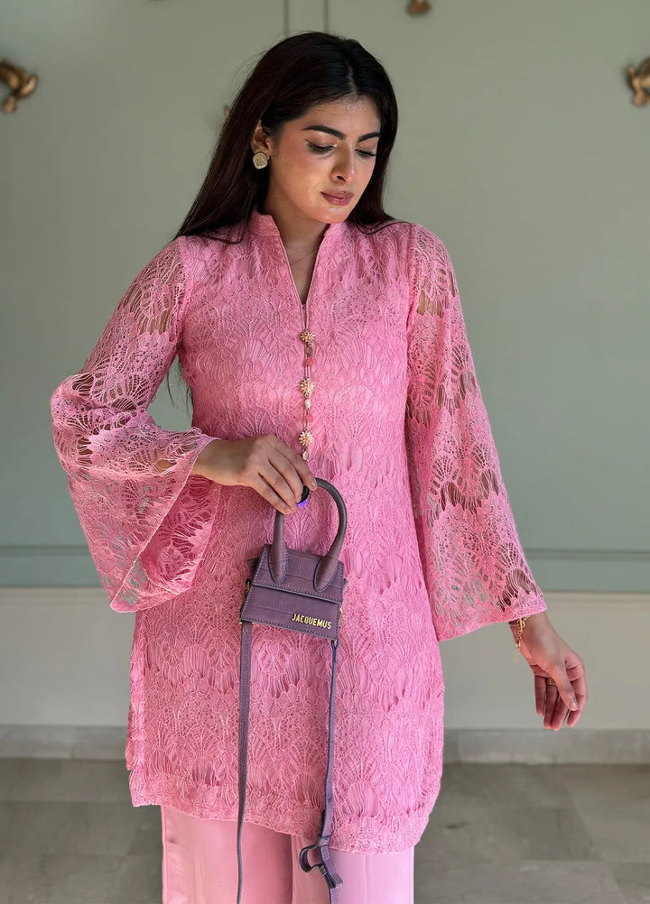 Eman Butt Pret Embroidered Crochet net 2 Piece Suit Flora