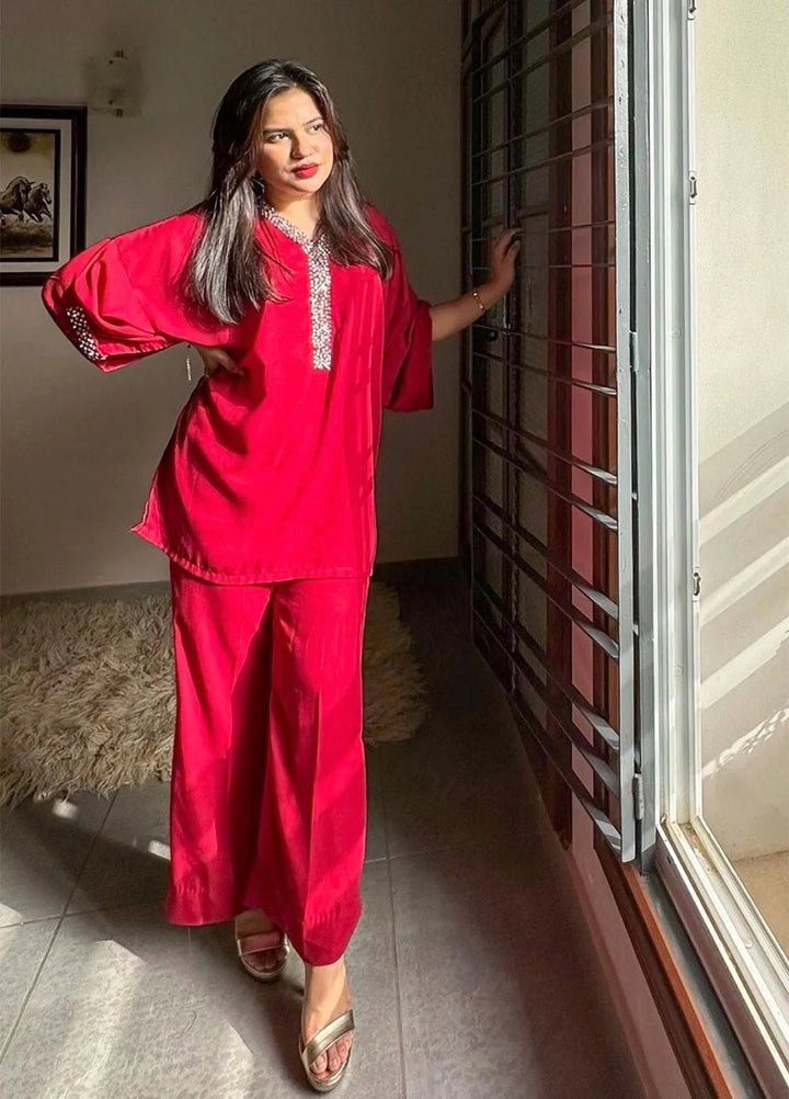 Eman Butt Pret Embroidered Georgette 2 Piece Suit Rosa