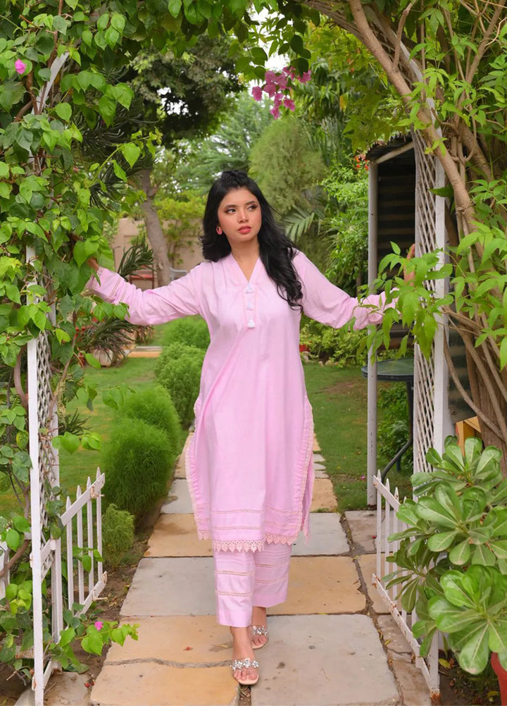 Eman Butt Pret Solid Cotton 2 Piece Suit Cerise