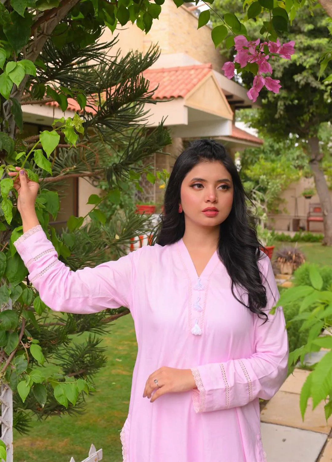 Eman Butt Pret Solid Cotton 2 Piece Suit Cerise