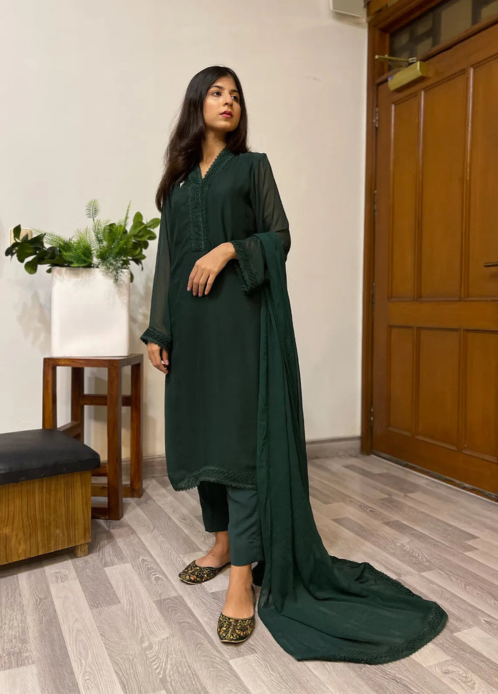 Eman Butt Pret Solid Georgette 3 Piece Suit Saya