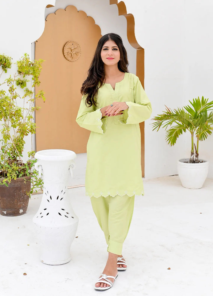 Eman Butt Pret Solid Khaadi Silk 2 Piece Suit Nile