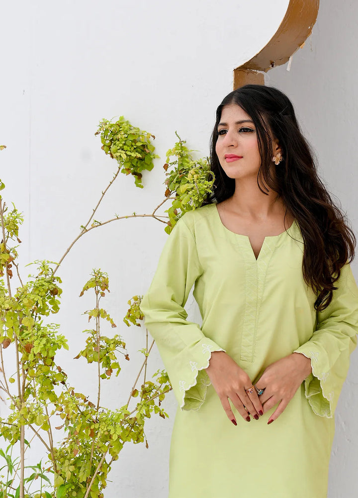 Eman Butt Pret Solid Khaadi Silk 2 Piece Suit Nile