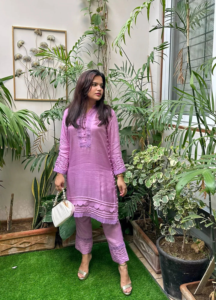 Eman Butt Pret Solid Raw Silk 2 Piece Suit Elliy