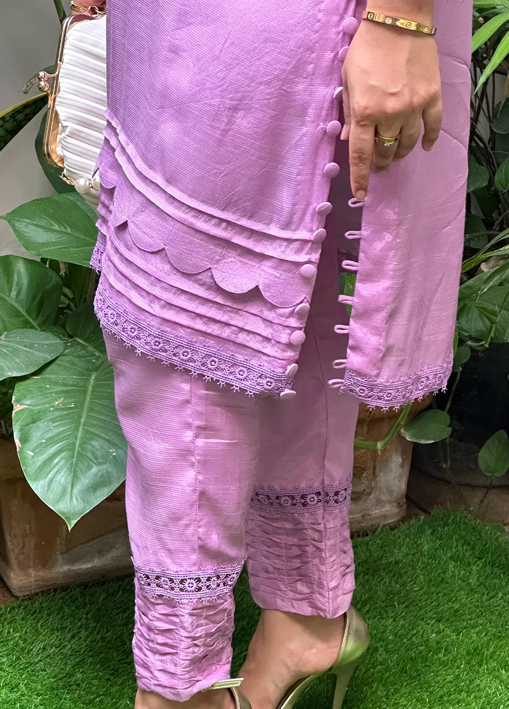 Eman Butt Pret Solid Raw Silk 2 Piece Suit Elliy