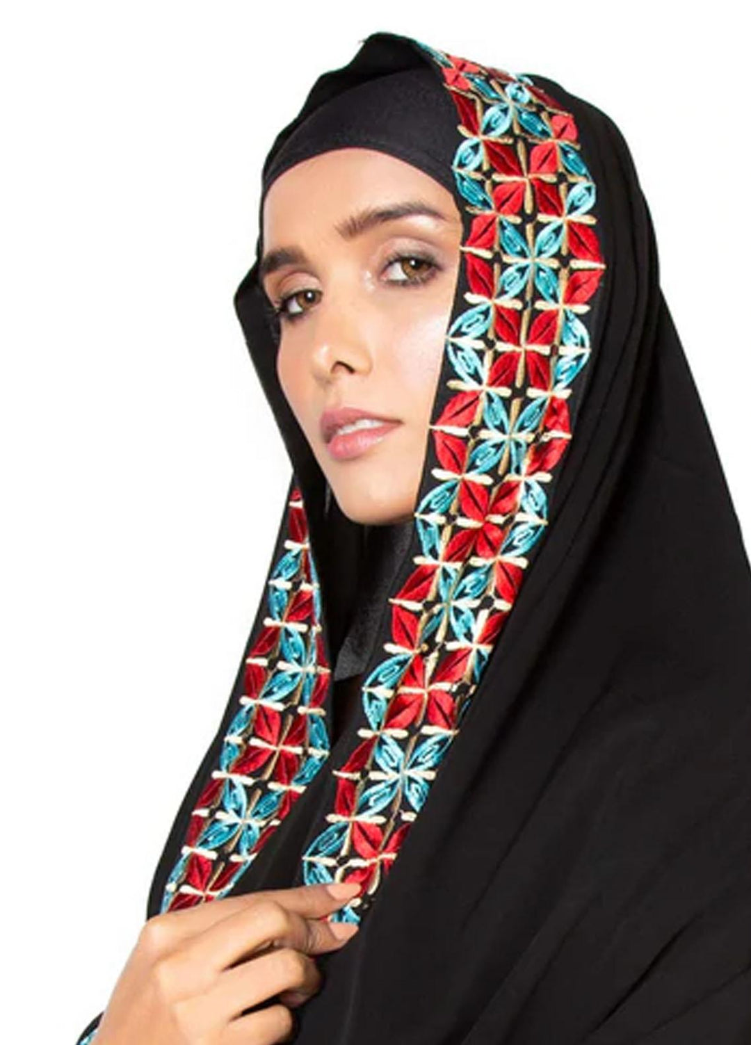 Abaya pk Embroidered Chiffon  Chadar ABA22EC RED PETAL - Embroidered Chadar