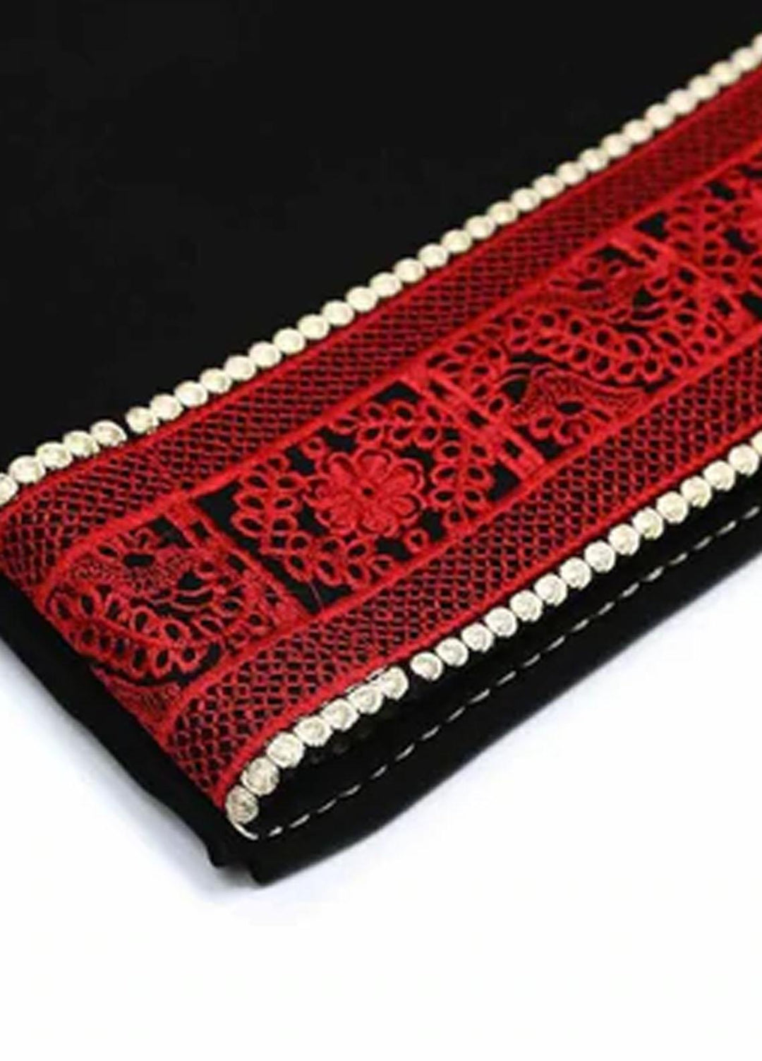 Abaya pk Embroidered Chiffon  Chadar ABA22EC RED FLORAL - Embroidered Chadar
