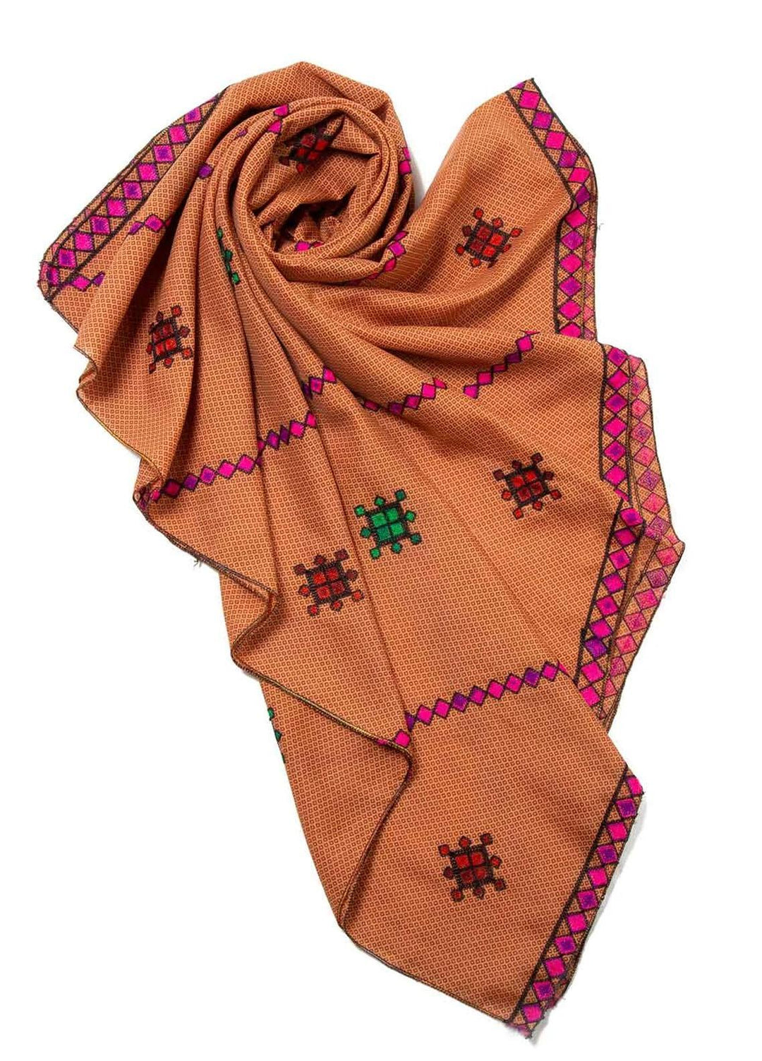 Abaya pk Embroidered Cotton  Chadar ABA22EC RUST TRADITIONAL - Embroidered Chadar