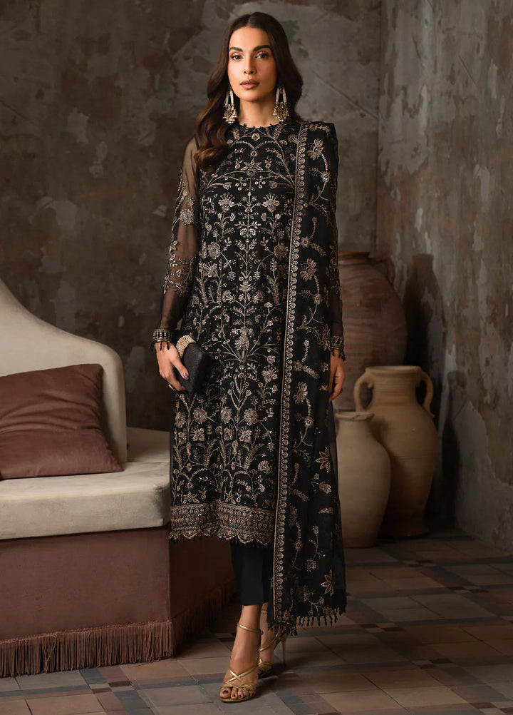 Emirah by Zarif Embroidered Chiffon Suit Unstitched 3 Piece ZRF24E ZEF 05- Hoor - Formal Collection