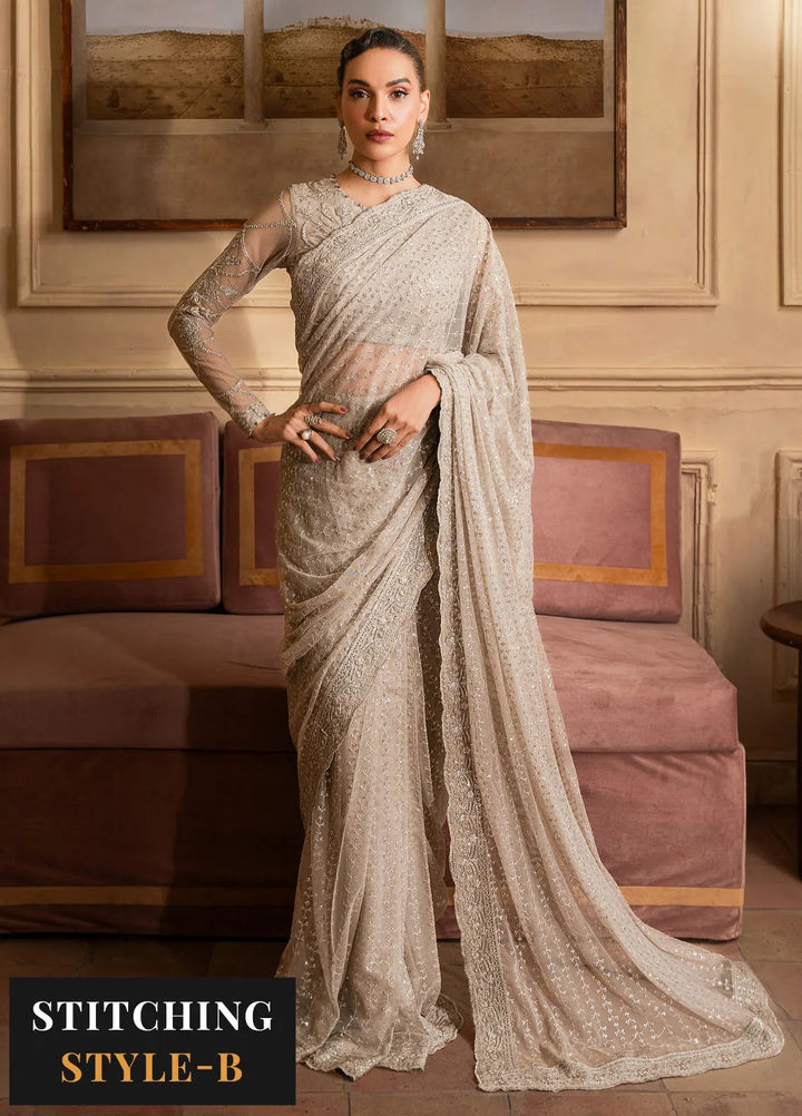 Emirah by Zarif Embroidered Net Suit Unstitched 3 Piece ZR25UF ZEF 02- Breeze - Formal Collection