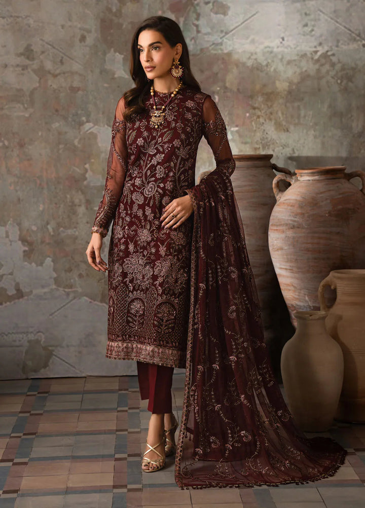 Emirah by Zarif Embroidered Net Suit Unstitched 3 Piece ZR25UF ZEF 03- Charm - Formal Collection