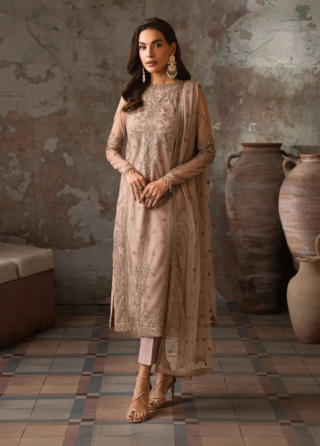 Emirah by Zarif Embroidered Net Suit Unstitched 3 Piece ZR25UF ZEF 04- Aurora - Formal Collection