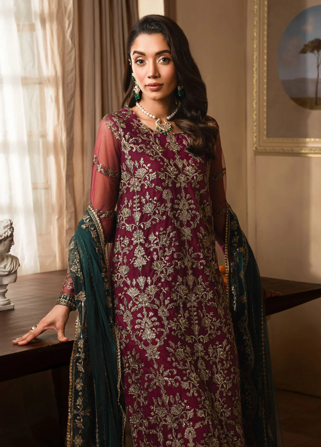 Emirah by Zarif Embroidered Net Suit Unstitched 3 Piece ZR25UF ZEF 08- Hayal - Formal Collection