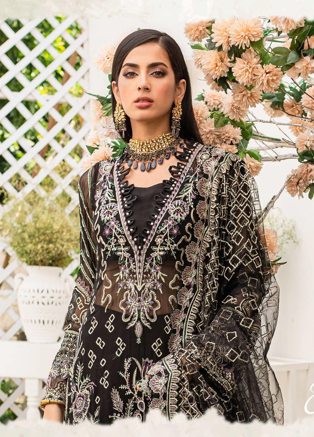 A'La Mode By Gisele Embroidered Chiffon Suits Unstitched 3 Piece GL22A Emory - Luxury Collection