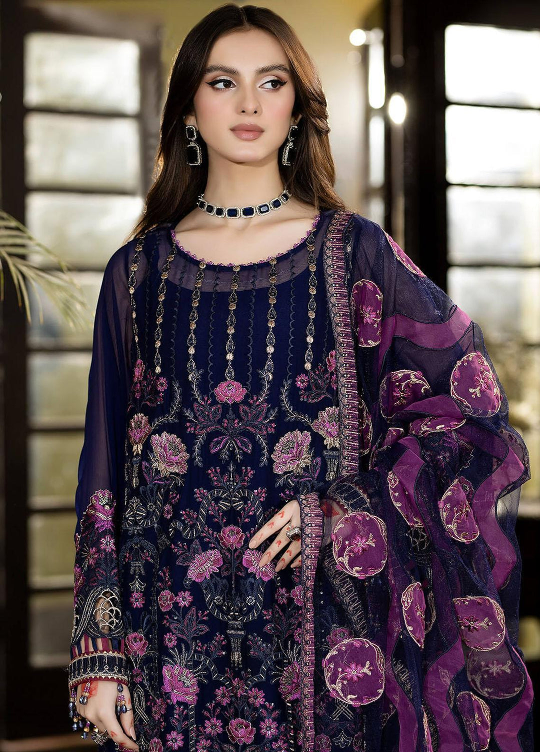 Enliven Majestic By Imrozia Premium Embroidered Chiffon Suits Unstitched 3 Piece IMP24EL M-64 Juana - Formal Collection