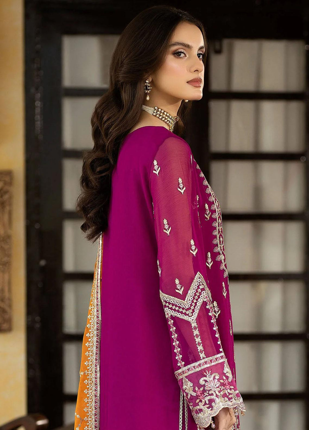 Enliven Majestic By Imrozia Premium Embroidered Chiffon Suits Unstitched 3 Piece IMP24EL M-66 Gloria - Formal Collection