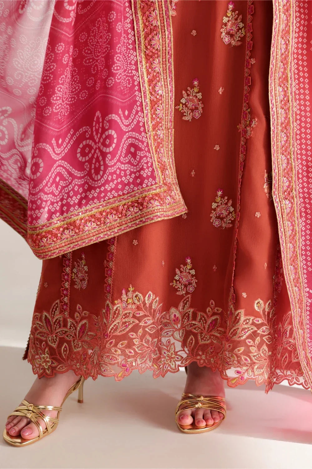 Ensembles by Azure Unstitched Embroidered Chiffon 3 Piece Suit AZ26UEF IZKA - Festive Collection