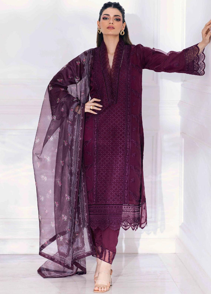 Ensembles By Azure Embroidered Organza Suits Unstitched 4 Piece AZU23ESE3 Vintage-Rose  - Festive Collection