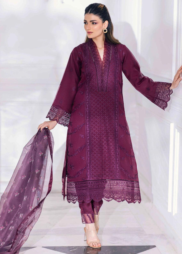 Ensembles By Azure Embroidered Organza Suits Unstitched 4 Piece AZU23ESE3 Vintage-Rose  - Festive Collection