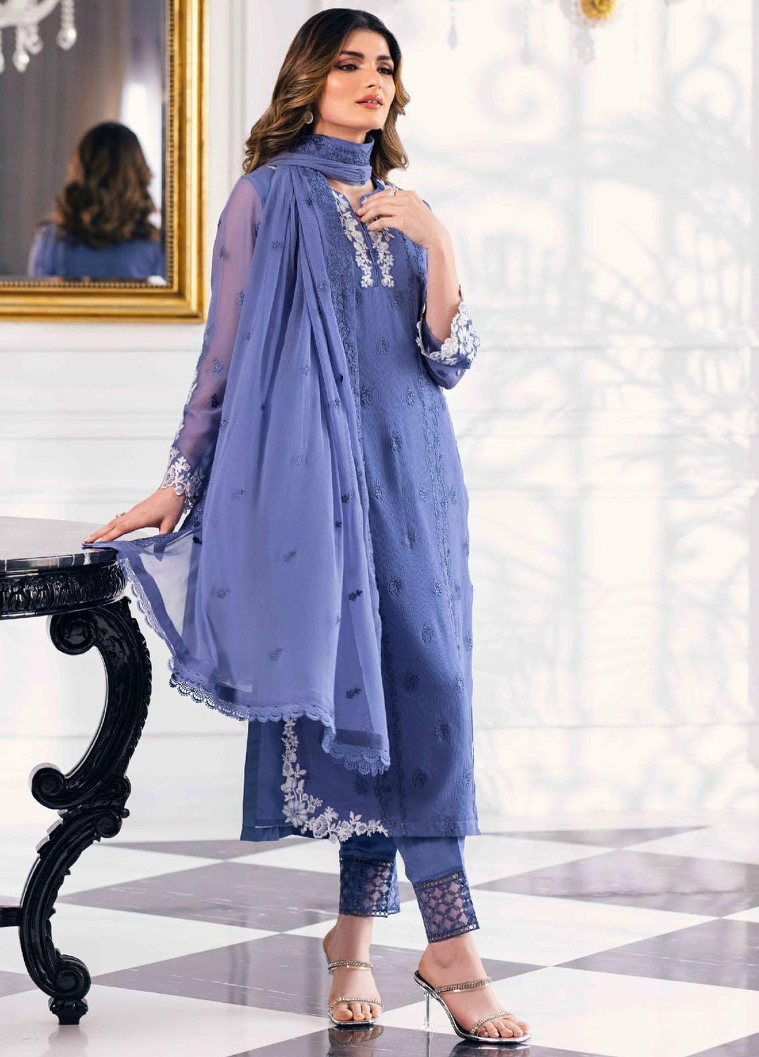 Ensembles By Azure Embroidered Chiffon Suits Unstitched 4 Piece AZU23ESE3 Gradiant-Galore - Festive Collection