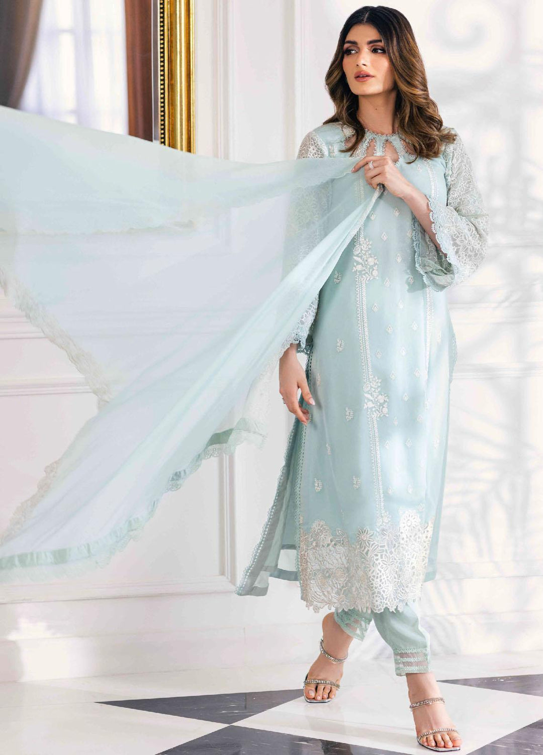 Ensembles By Azure Embroidered Chiffon Suits Unstitched 4 Piece AZU23ESE3 Daisy-Charm  - Festive Collection