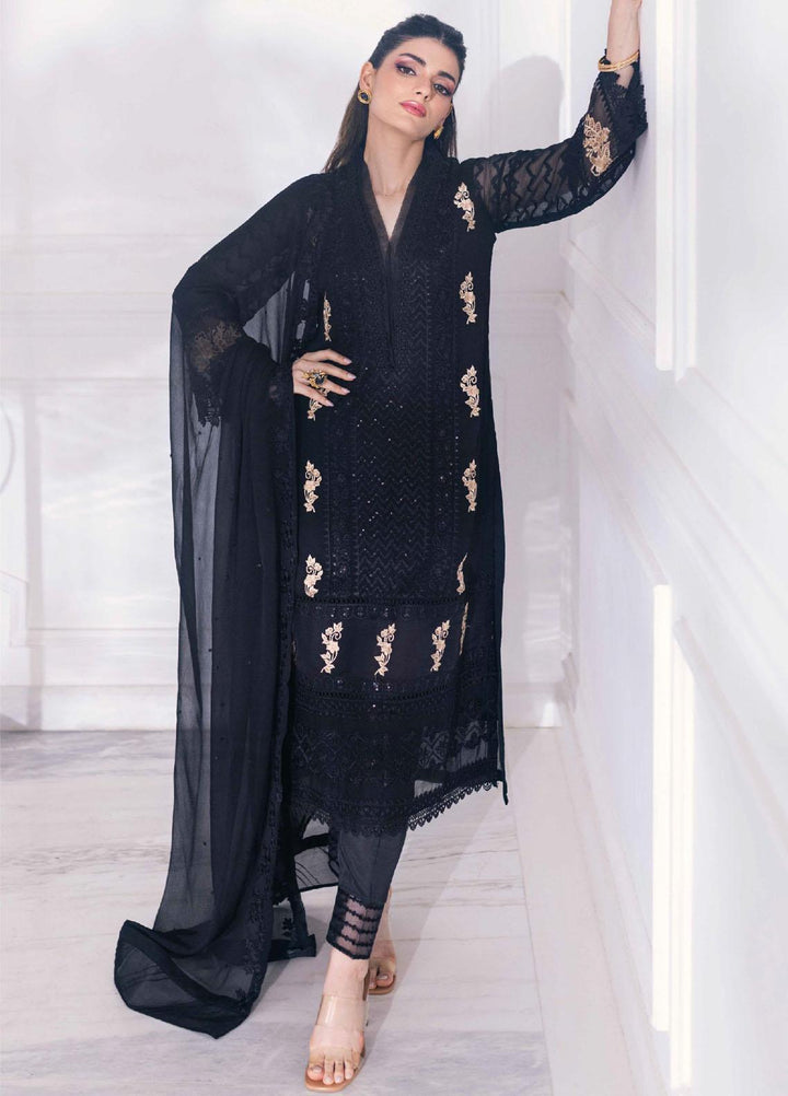 Ensembles By Azure Embroidered Chiffon Suits Unstitched 4 Piece AZU23ESE3 Cendre-Muse  - Festive Collection