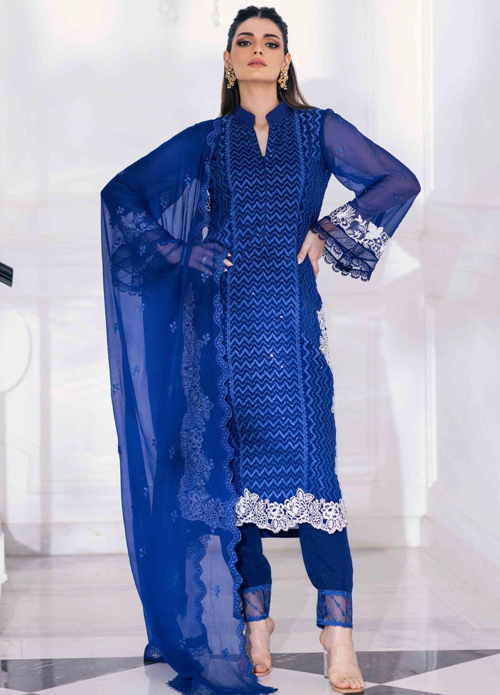 Ensembles By Azure Embroidered Chiffon Suits Unstitched 4 Piece AZU23ESE3 Mellow-Breeze - Festive Collection