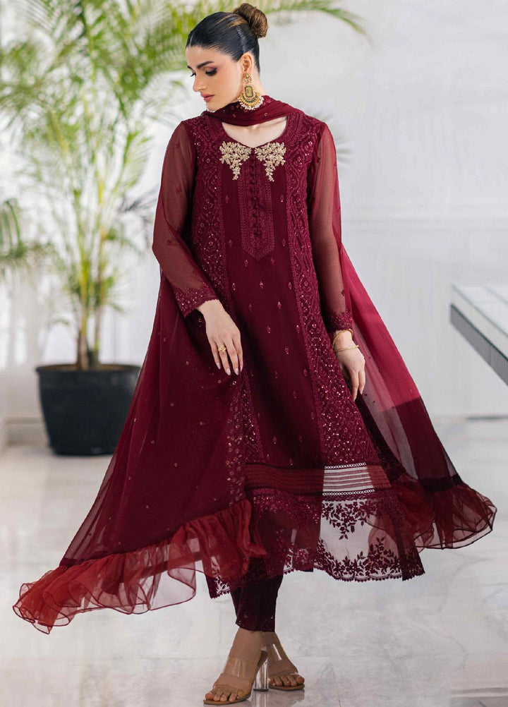 Ensembles By Azure Embroidered Chiffon Suits Unstitched 4 Piece AZU23ESE3 Ruby-Vine - Festive Collection
