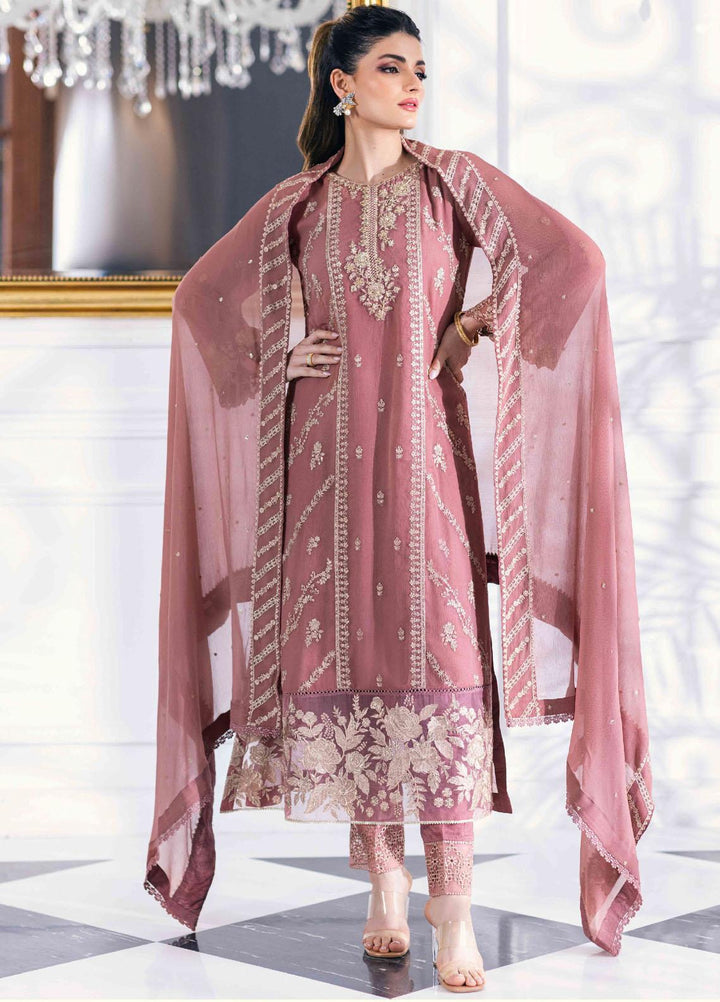 Ensembles By Azure Embroidered Chiffon Suits Unstitched 4 Piece AZU23ESE3 Candy-Blush - Festive Collection