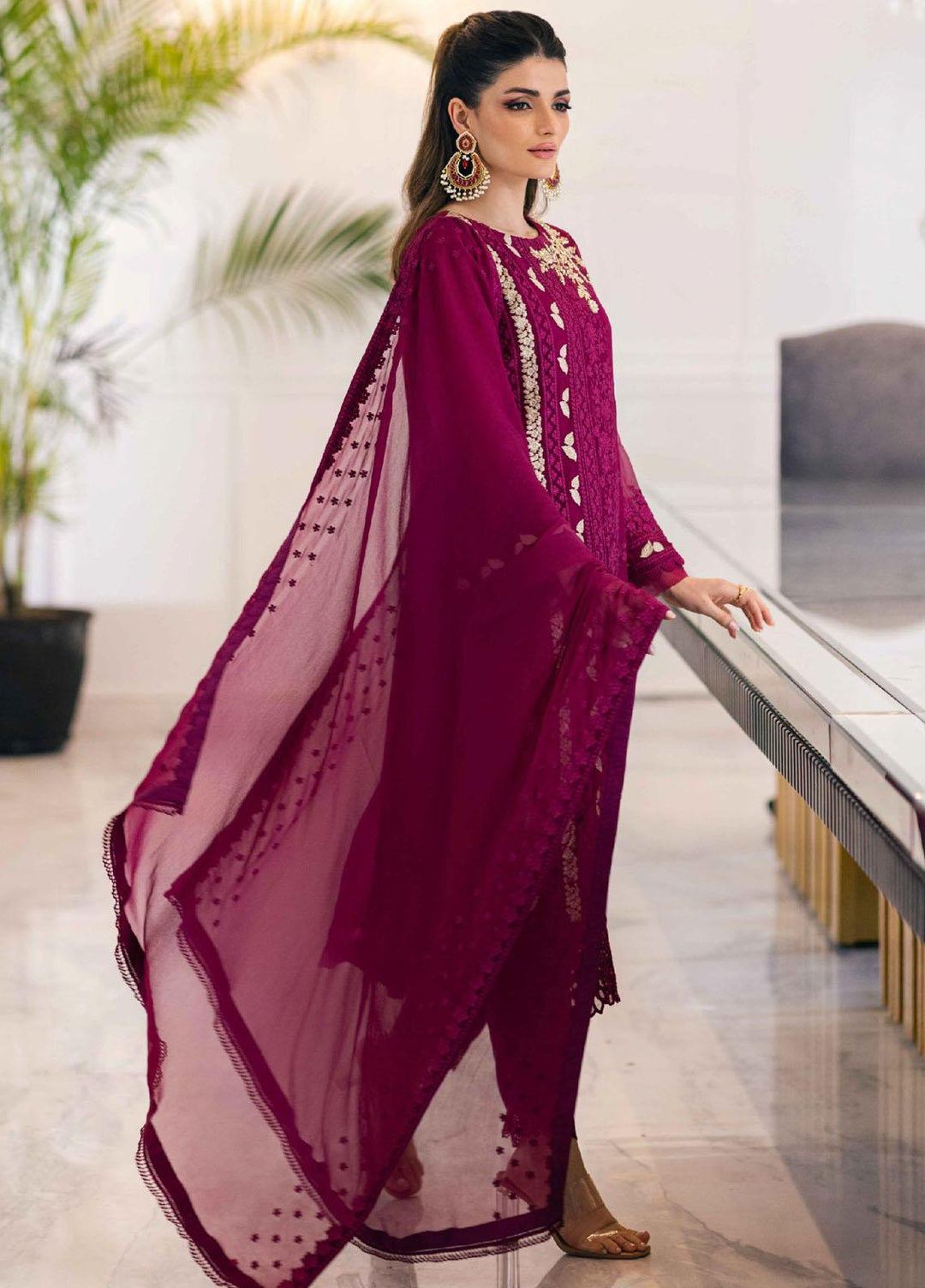 Ensembles By Azure Embroidered Chiffon Suits Unstitched 4 Piece AZU23ESE3 Glooming-Dive  - Festive Collection