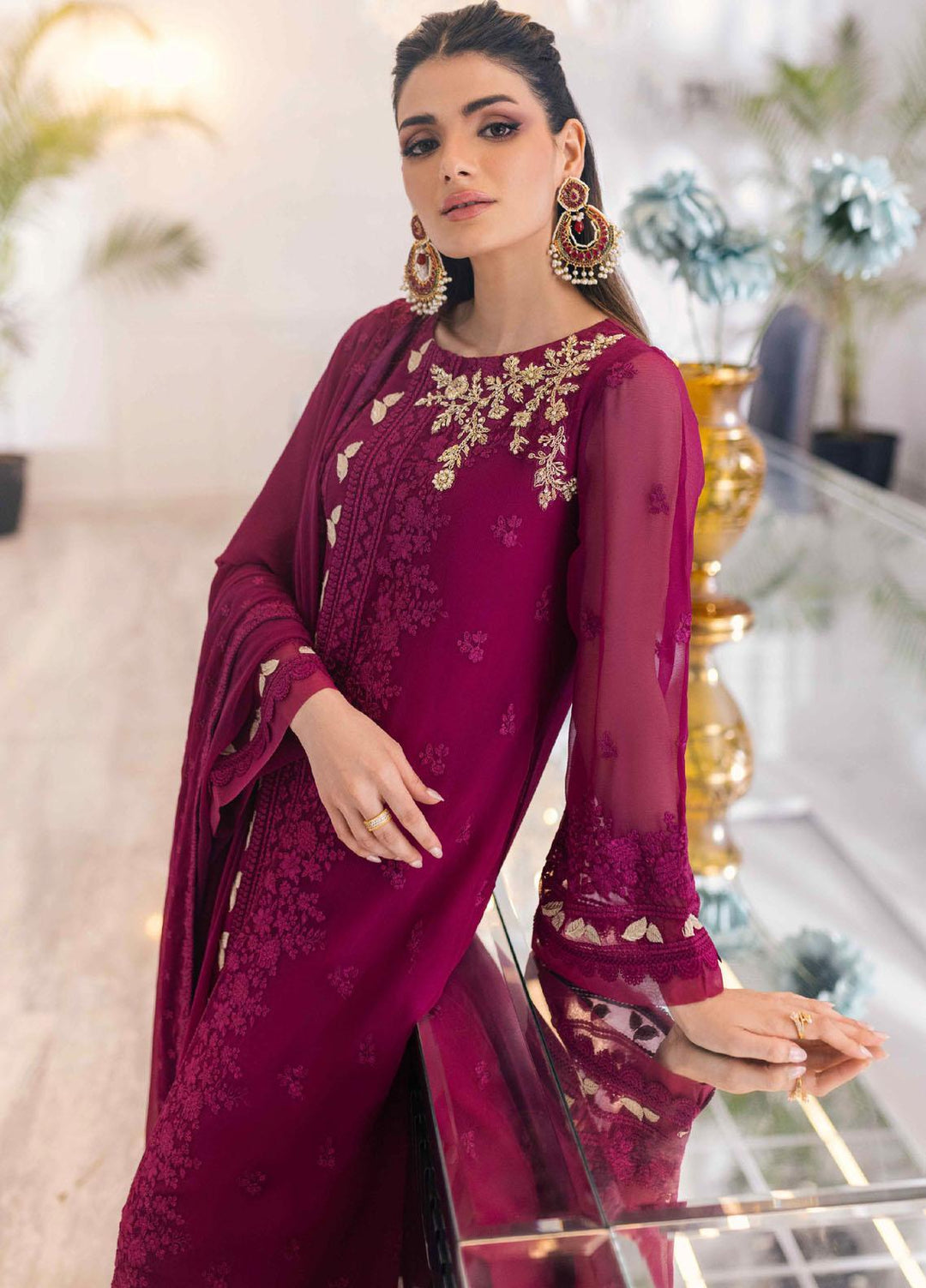 Ensembles By Azure Embroidered Chiffon Suits Unstitched 4 Piece AZU23ESE3 Glooming-Dive  - Festive Collection