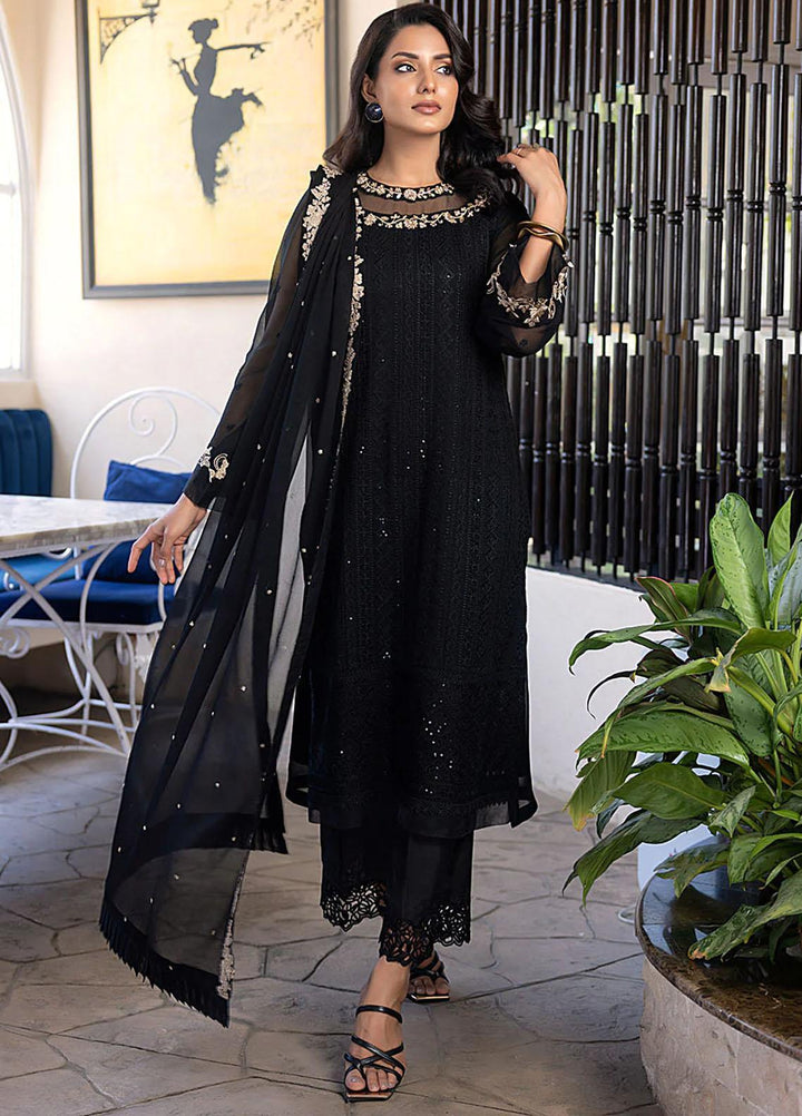 Ensembles By Azure Embroidered Chiffon Suits Unstitched 4 Piece AZU23ES Dark Mystery - Festive Collection