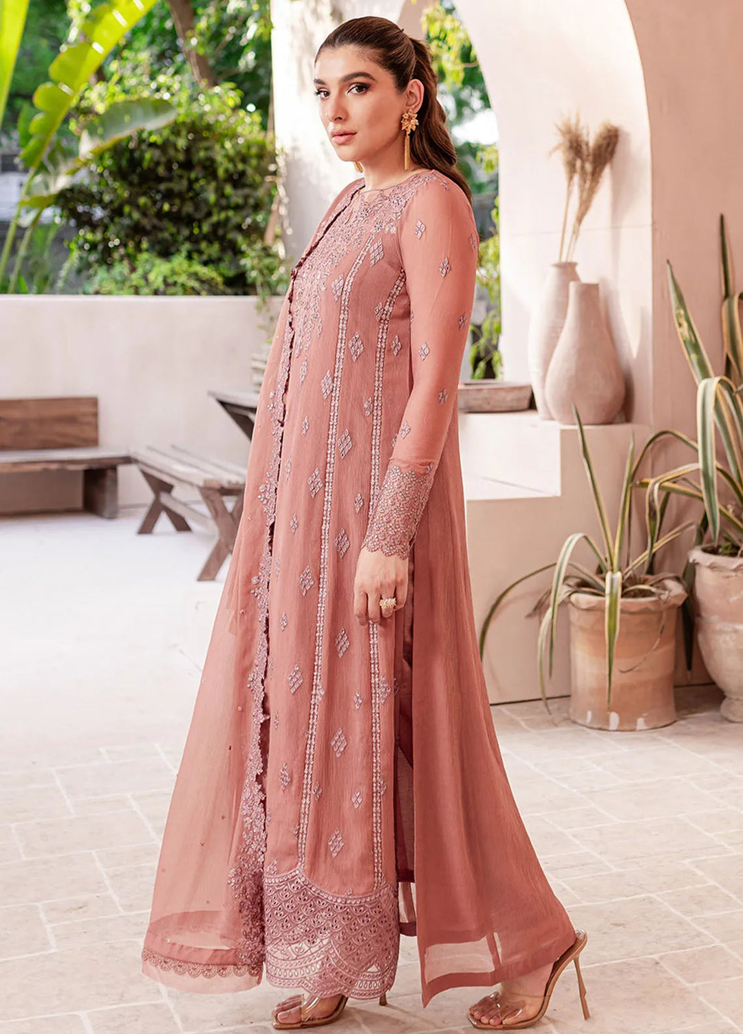 Ensembles By Azure  Embroidered Chiffon Suit Unstitched 4 Piece AZ24EF BBES-064 Berry Blooms - Festive Collection